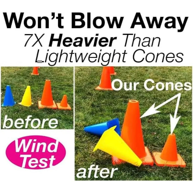 Pro  - Heavy Cones Sports Training and More - Durable, Sturdy and Weather-Resistant - 12”