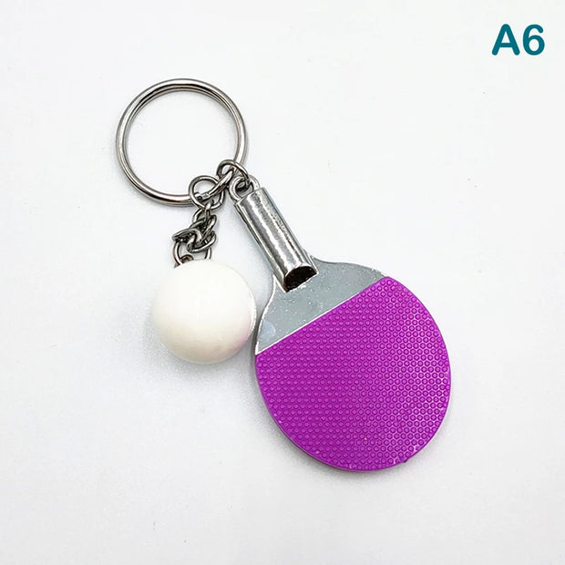 1PC Table Tennis Key Chain Pendant Simulation Mini Table Tennis Racket Key Ring Bag Pendant Decoration Souvenir Gift