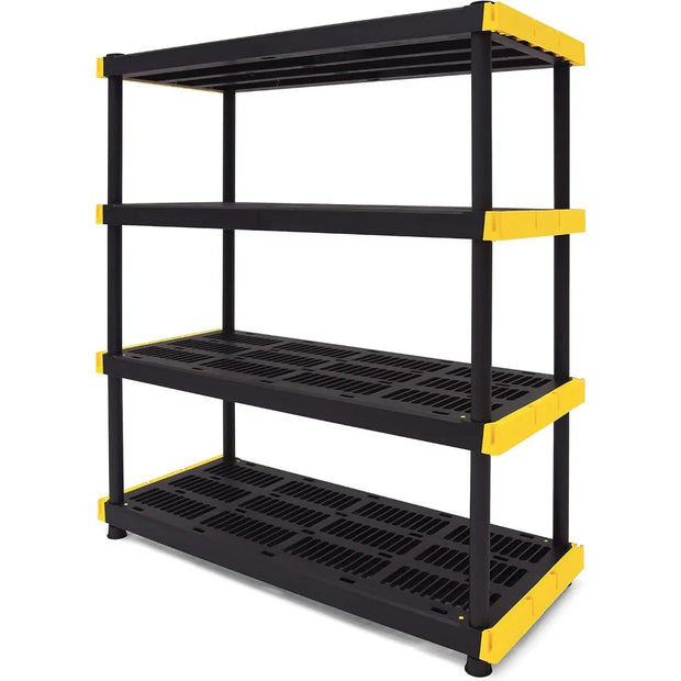 CX Black & Yellow, Shelving Unit and Heavy Duty Storage Containers, Extremely Durable® (Shelf + 27 Gallon Container (8-Pack))