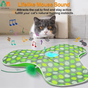 Interactive Cat Toys Rechargeable,Moving Concealed Feathers,Real Mouse Squeaky,Touch Activated Cat Kitten Toy Cat Exercise Toys