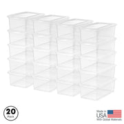 5 Quart Stackable Clear Plastic Storage Bins with Lids Containers Set of 20 Durable Stackable Totes Closet Organization Holiday