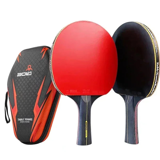 6 Star Table Tennis Racket 2PCS Professional Ping Pong Racket Set Pimples-in Rubber Hight Quality Blade Bat Paddle with Bag