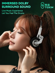 TOXIN ANC Wireless Headphones Bluetooth 5.4 Hi-Res Audio Over Ear Headset 43dB Hybrid Active Noise Cancellation Earphones