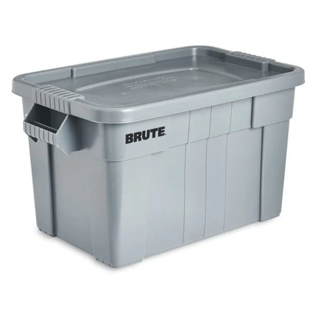 Commercial Products BRUTE Tote Storage Bin with Lid, 20-Gallon, Gray, Rugged/Reusable Boxes