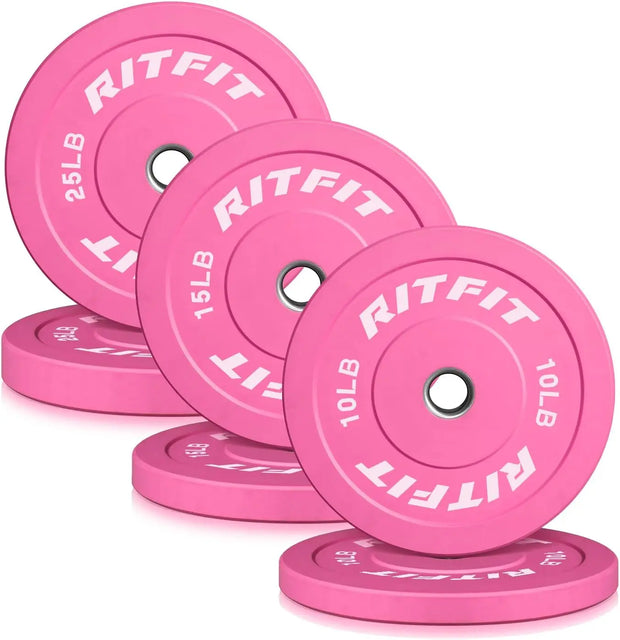 Pink Weight Plates, 2 Inch Ol ympic Barbell Weight Plate, Bumper Plates With Steel Insert, pink weights for Gym and Home