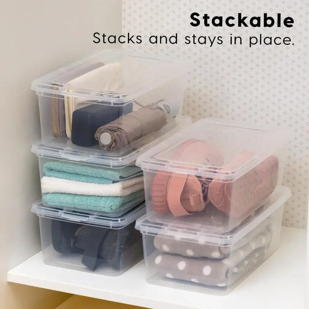 5 Quart Stackable Clear Plastic Storage Bins with Lids Containers Set of 20 Durable Stackable Totes Closet Organization Holiday