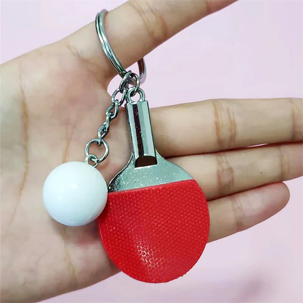 New Cute Table Tennis Racket Pendants Souvenir Table Tennis Ball Key Chain Ball Sports Fans Key Ring Gift Ornament Accessories