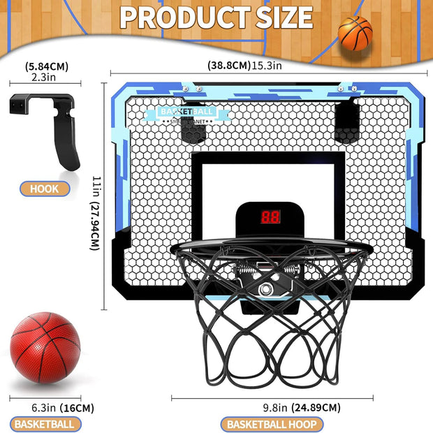 Kids Mini Basketball Hoop with Electronic Scoreboard,Basketball Toys Suit for Bedroom/Office/Outdoor,Halloween/Christmas gifts