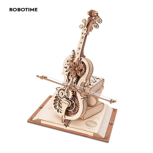 Robotime Wooden Music Box Puzzles AMK63 Magic Cello House Warming Musical Gift Hobby Kit Toy Home Decor for Adults Teens