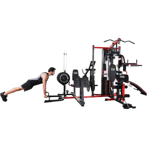 Multifunctional Home Gym System Workout Station with Leg Extension and Preacher Curl, 122.5LB Weight Stack, Multiple Options, Mu