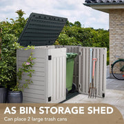 Devoko Resin Outdoor Storage Shed 34 Cu Ft Horizontal Outdoor Storage Cabinet Waterproof Patio Tools Storage Box For Sofa