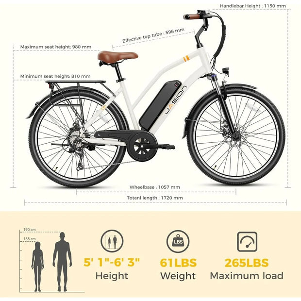 Electric Bike for Adults, 1000W Motor Peak Ebike, 450Wh Removeable Battery, 26'' City Cruiser Bicycle