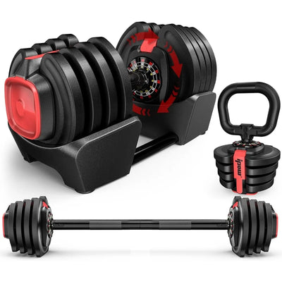 3-in-1 Adjustable Dumbbell Set 40lbs with 12 Weight Increment, Multifuntion Free Weight Set for Home Gym Used