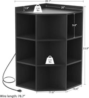 Corner Cabinet Storage with USB Ports and Outlets, Cube Toy Storage for Small Space, Wooden Cubby Bookshelf with 9 Cubes