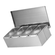 4 Compartment Stainless Steel Seasoning Box Trays, Keep Kitchen Organized, Versatile for All Seasonings,Seasoning Box Trays