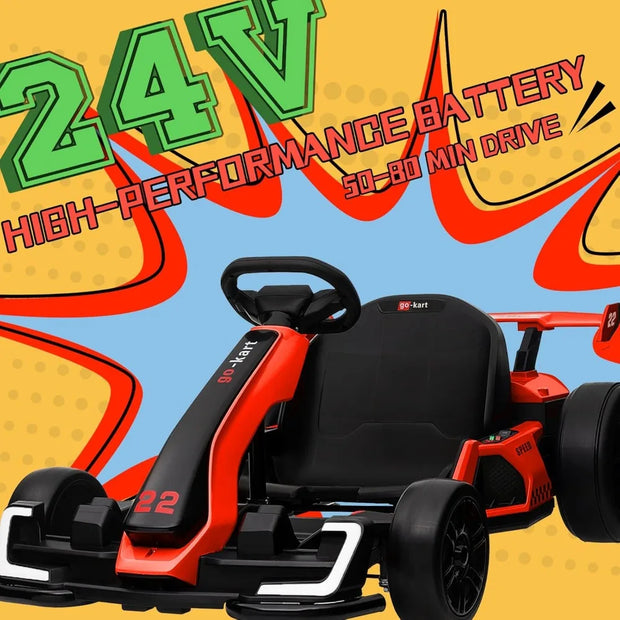 Go Kart Electric Drift Kart Car with Adjustable Seat,24V Outdoor Ride on Toy with 4 Speed Mode,Crazy Cart for Kids