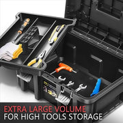 Portable Lockable Tool Boxes Set Removable Tray Large Capacity Garage Workshop Organizer Storage Stainless Steel Plastic