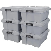 12 Gal Max Pro Plastic Utility Storage Tote, Gray, 6 Pack Tool  Box   Chest