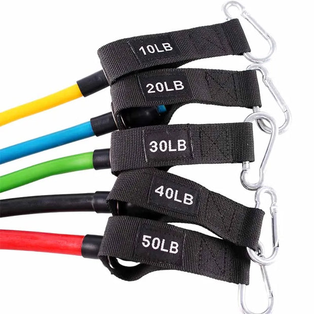 17 pcs set 150LBS Pull Bodybuilding Resistance Bands Gym Rubber Sport Elastic Rope Fitness Sports Portable Equipment