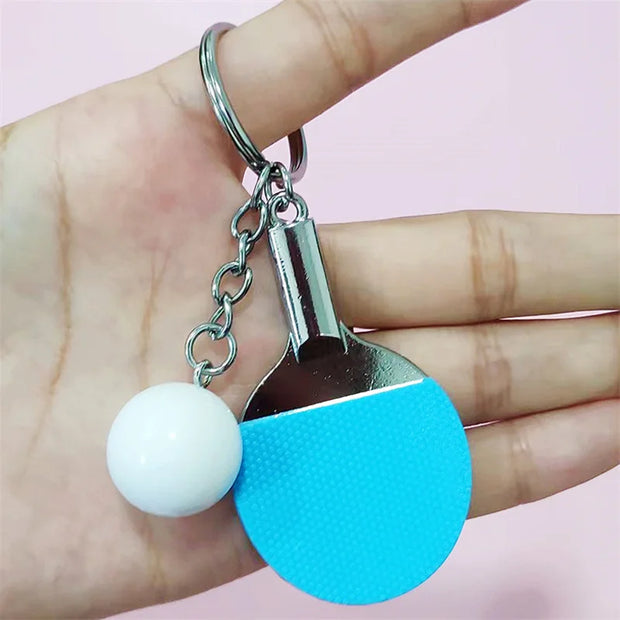 New Cute Table Tennis Racket Pendants Souvenir Table Tennis Ball Key Chain Ball Sports Fans Key Ring Gift Ornament Accessories