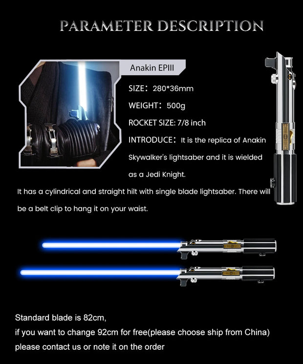 Anakin Lightsaber Proffie 2.2 Soundboard Smooth Swing Metal Handle With LED Strip Blade SD Card Skywalker Replica Cosplay Toys