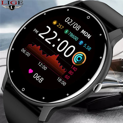 LIGE 2023 New Smart Watch Men Full Touch Screen Sport Fitness Watch IP67 Waterproof Bluetooth For Android ios smartwatch Men+box