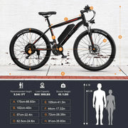 Electric Bike for Adults, 26" Ebike 500W Peak Motor, 19.8MPH Electric Mountain Bike with 374.4WH Removable Battery