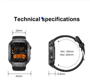 men's smartwatch, Bluetooth call tracker, military sports waterproof watch, digital fitness tracker smartwatch, LED flashlight