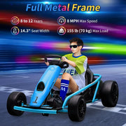 Kart for Kids, 24V 9Ah Battery Two 300W Motors, 8MPH Fast Drifting Circling Car, Electric Ride Toy Slow Start Functio