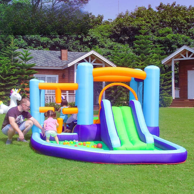 Inflatable Bounce House, Bouncer & Slide with Air Blower,Play House with Ball Pool,Inflatable Kids Slide,Jumping Castle