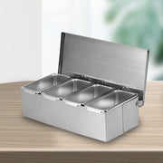 4 Compartment Stainless Steel Seasoning Box Trays, Keep Kitchen Organized, Versatile for All Seasonings,Seasoning Box Trays