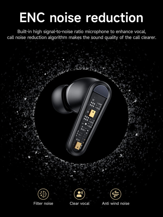 HOCO EQ23 Plus TWS Earphone Bluetooth 5.4 Noise Canceling  Headset Mic ENC HD Call Earbuds For iPhone 16 Pro Max Xiaomi Huawei