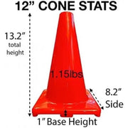 Pro  - Heavy Cones Sports Training and More - Durable, Sturdy and Weather-Resistant - 12”