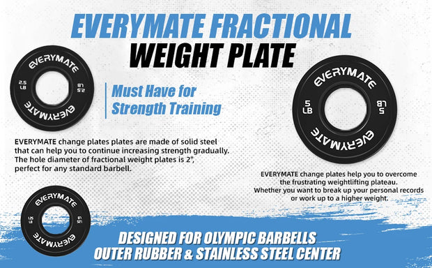 Black Change Weight Plates 1.25LB 2.5LB 5LB Set Fractional Plate Ol ympic Bumper Plates for Cross Training Bumper Weight Plates