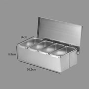 4 Compartment Stainless Steel Seasoning Box Trays, Keep Kitchen Organized, Versatile for All Seasonings,Seasoning Box Trays