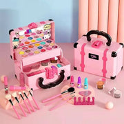 Children Makeup Set Lipstick Makeup Pretend Play With Toys Cosmetic Educational Toys Girl Princess Makeup Toy Suitcase Gift