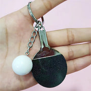 New Cute Table Tennis Racket Pendants Souvenir Table Tennis Ball Key Chain Ball Sports Fans Key Ring Gift Ornament Accessories