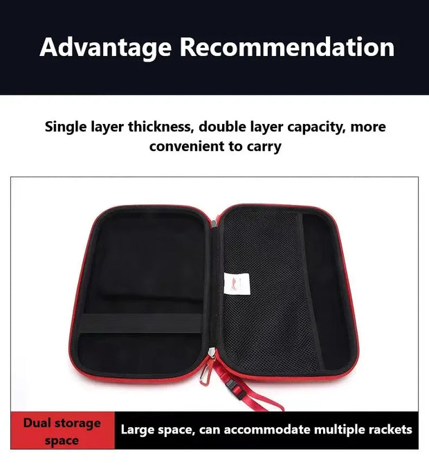 Original  Table Tennis Racket Bag Ping Pong Bat Case (Big Capacity bilayer)Hard Shell Table Tennis Racket Cover Bag