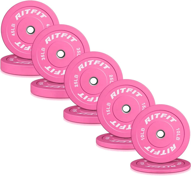 Pink Weight Plates, 2 Inch Ol ympic Barbell Weight Plate, Bumper Plates With Steel Insert, pink weights for Gym and Home