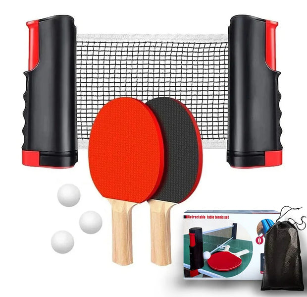 Stretchable Table Tennis Mesh Frame Color Box Set, Home Standard Portable Net Pillar Table Tennis Racquet Combination Set