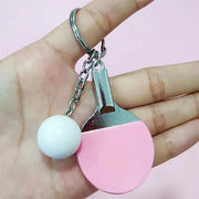 New Cute Table Tennis Racket Pendants Souvenir Table Tennis Ball Key Chain Ball Sports Fans Key Ring Gift Ornament Accessories