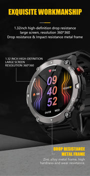 Military C21 Smart Watch Men Bluetooth Call Fitness Tracker 5ATM Waterproof Sport Wrist Smartwatch for iPhone Android Phone 2023