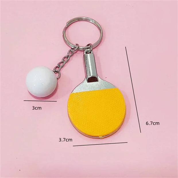 New Cute Table Tennis Racket Pendants Souvenir Table Tennis Ball Key Chain Ball Sports Fans Key Ring Gift Ornament Accessories