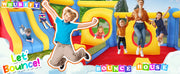 12.6FTx9FT Inflatable Bounce House with Double Slide Obstacle Bouncer, Indoor/Outdoor Bouncy House,