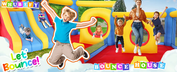 12.6FTx9FT Inflatable Bounce House with Double Slide Obstacle Bouncer, Indoor/Outdoor Bouncy House,