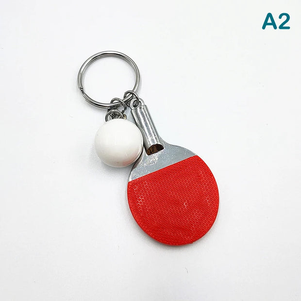 1PC Table Tennis Key Chain Pendant Simulation Mini Table Tennis Racket Key Ring Bag Pendant Decoration Souvenir Gift