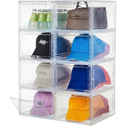 Hat Organizer for Baseball Caps,set of 6, Transparent Hat Storage Box,Holder With Clear Magnetic Door, Stackable Rack