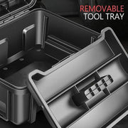 Portable Lockable Tool Boxes Set Removable Tray Large Capacity Garage Workshop Organizer Storage Stainless Steel Plastic