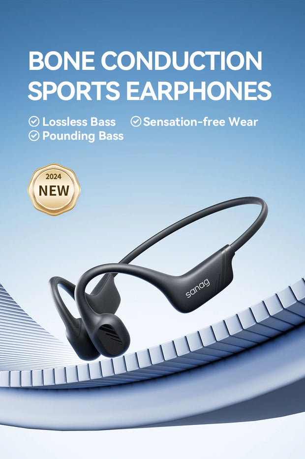 Sanag B21S True Bone Conduction Bluetooth 5.4 Earphone AAC HiFi Powerful Bass Headphones Sport Earbuds Running Wireless Headset