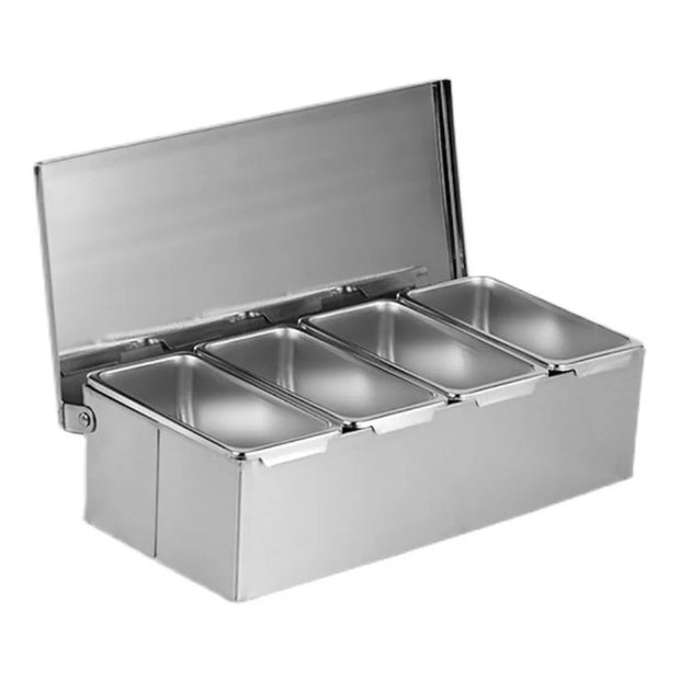 4 Compartment Stainless Steel Seasoning Box Trays, Keep Kitchen Organized, Versatile for All Seasonings,Seasoning Box Trays